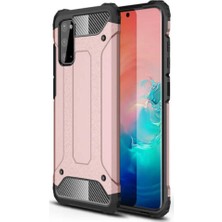 CaseArt Samsung Galaxy S20 Fe Kapak Çift Katmanlı Zırh Tank Kılıf Rose Gold
