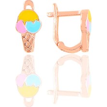 Söğütlü Silver Gümüş Rose Mineli Dondurma Çocuk Küpesi