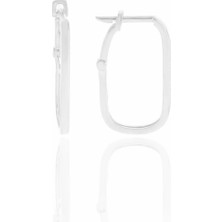 Söğütlü Silver Gümüş Rodyumlu Sade Göçmen Küpe