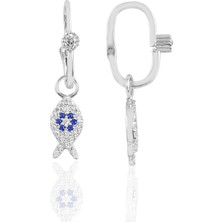 Söğütlü Silver Gümüş Rodyumlu Taşlı Balık Göçmen Küpe