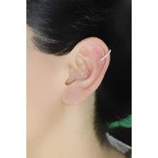Söğütlü Silver 925 Ayar Gümüş Rodyumlu Zirkon Taşlı Tekli Kıkırdak Küpe 1,4 cm