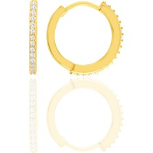 Söğütlü Silver Gümüş Altın Yaldızlı 14 mm Halka Küpe