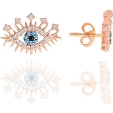 Söğütlü Silver Gümüş Rose Zirkon Taşlı  Lareyn Küpe