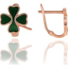 Söğütlü Silver Gümüş Rose Yeşil Mineli Yonca Küpe