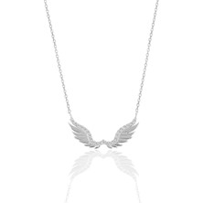 Söğütlü Silver Gümüş Kanat Kolye 925 Ayar Rodyumlu Zirkon Taşlı 40 cm Uzunluk