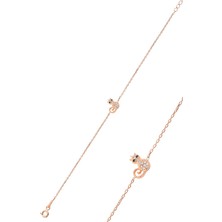 Söğütlü Silver Gümüş Rose Zirkon Taşlı Kedi Bileklik