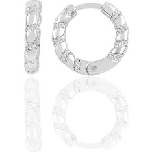 Söğütlü Silver Gümüş Rodyumlu Zirkon Taşlı Özel Tasarım Halka Küpe