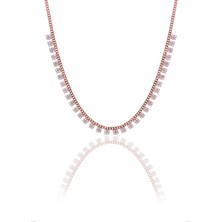 Söğütlü Silver Gümüş Rose Zirkon Taşlı Gurmet Zincirli Kare Kolye