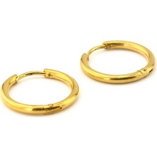 Solfera Sarı Renkli Çelik 18 mm Geniş Boy İnce Halka Erkek Küpe E762