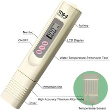 Hubstein Tds Metre Su Kalitesi Ölçüm Cihazı Su Saflık Ölçer + Pil