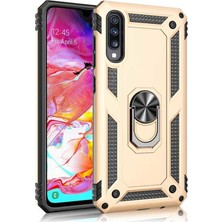 Tekno Grup Huawei P Smart Pro Kılıf Çift Katmanlı Yüzüklü Manyetik Vega Kapak + Nano Ekran Koruyucu Gold