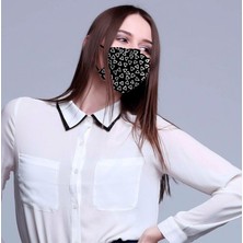 Monopro Vegan Cupro Klipsli ve Telli Desenli Antibakteriyal Yıkanabilir Maske