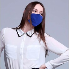 Monopro Vegan Cupro Klipsli ve Telli Saks Mavisi Antibakteriyal Yıkanabilir Maske