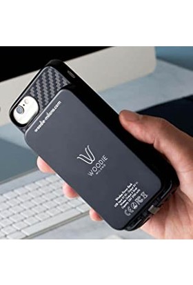 Woodie Milano Carbok Look Black Apple iPhone 7 Kablosuz Şarj Alıcı Kılıf