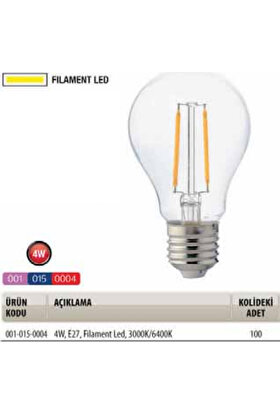 Horoz Globe 4W E27 Duy Filament Ampül 3000K Sarı Işık