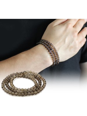 Ergenekon Aksesuar Hem Bileklik - Hem Kolye - Hem Tesbih 99LU Dumanlı Kuvars Doğaltaş Aksesuar