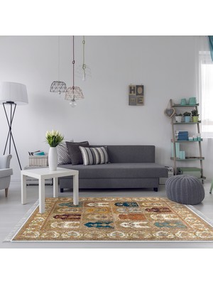 Alanur Home Alanur Trend Kaymaz Dod Tabanlı Saçaklı Dijital Halı Multi̇