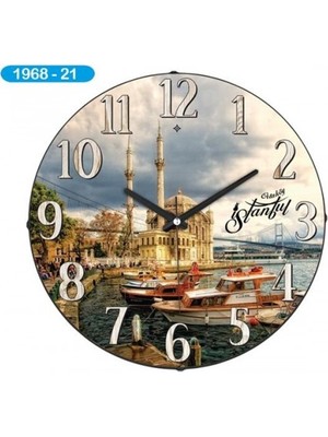Galaxy Bombe Cam Renkli Ortaköy Manzaralı Duvar Saati 1968-021