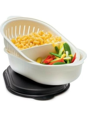 Tupperware Oval Servis Süzgeçli 4 Lt Siyah Kapak