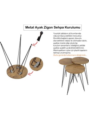 Pratico Beyaz Mermer Desen Metal Ayak Zigon Sehpa