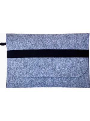 Handmade Macbook Air Kılıf Çanta 13.3'' Için Üzerine Siyah Bantlı Gri