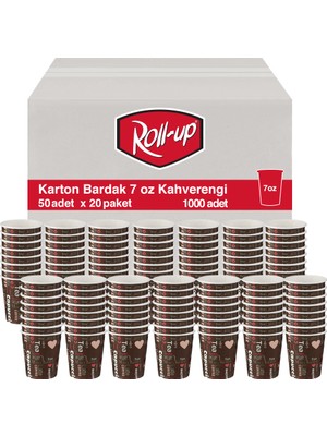 Roll-Up Karton Bardak 7 oz Kahverengi 50li 20 Paket (1000 Adet)