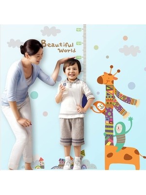 Kt Decoration  Renkli Zürafa Boy Ölçer Çocuk ve Bebek Odası Duvar Dekoru Sticker
