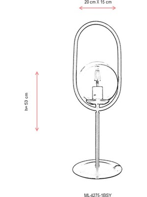 AVONNI ML-60180-1BSY Siyah Boyalı Masa Lambası E27 Metal Cam 20cm