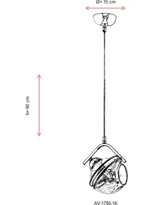 AVONNI AV-60215-1K Krom Kaplama Modern Avize E27 Metal Cam 15cm