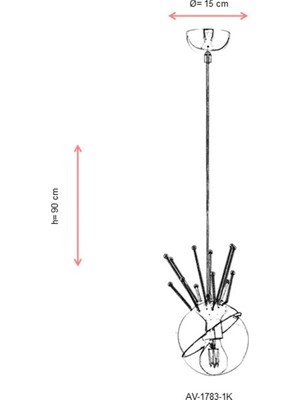 AVONNI AV-60218-1K Krom Kaplama Modern Avize E27 Metal Cam 15cm