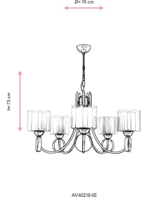 AVONNI AV-65218-5E Eskitme Kaplama Modern Avize E27 Metal Cam 70cm