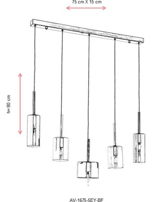 AVONNI AV-60043-5EY-BF Eskitme Kaplama Modern Avize E14 Metal Cam Kristal 70x15cm