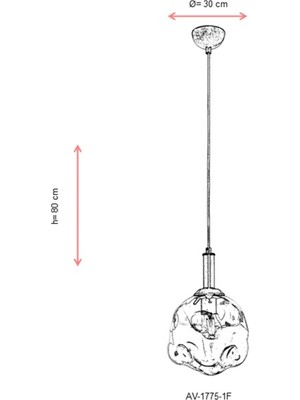 AVONNI AV-60210-1F Eskitme Kaplama Modern Avize E27 Metal Cam 30cm