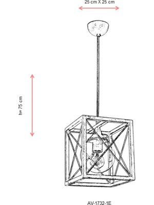 AVONNI AV-60127-1E Eskitme Kaplama Modern Avize E27 Metal Cam 25x25cm