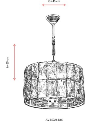 AVONNI AV-65221-S45 Sarı Kaplama Modern Avize E14 Metal Cam 45cm