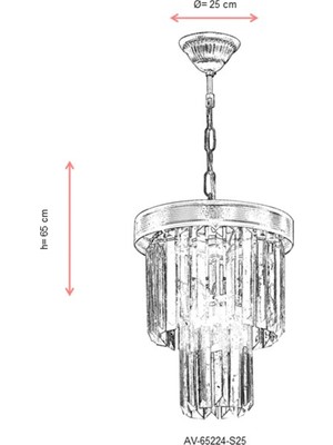 AVONNI AV-65224-S25 Sarı Kaplama Modern Avize E14 Metal Kristal 25cm