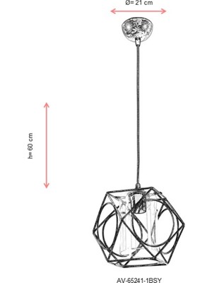 AVONNI AV-65241-1BSY Siyah Boyalı Modern Avize E27 Metal Cam 21cm