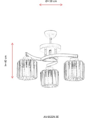 AVONNI AV-65229-3E Eskitme Kaplama Modern Avize E27 Metal Kristal 58cm