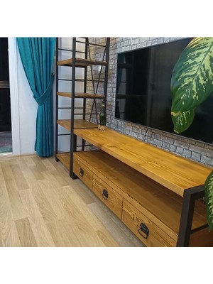 Mimari Desen Mimari Dekor Ahsap Tv Ünitesi Kitaplık  Firuze