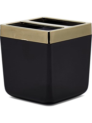 Primanova Toskana Diş Fırçalık Şeffaf Siyah Altın