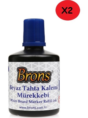 Brons Beyaz Tahta Kalemi Mürekkebi Mavi 100 cc. BR-354 2'li Paket