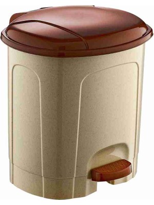 Polytime Pedallı Basmalı İç Kovalı Ofis, Banyo, Mutfak Plastik Çöp Kutusu Kovası - 12 Litre - Krem/Kiremit - 34x27x27 Cm.