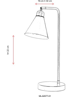 AVONNI ML-62077-01 Eskitme Kaplama Masa Lambası E27 Metal 32x16cm