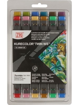 Zig Kurecolor Twin S Çift Uçlu Marker Kalem Seti 12 Renk Dull Colors