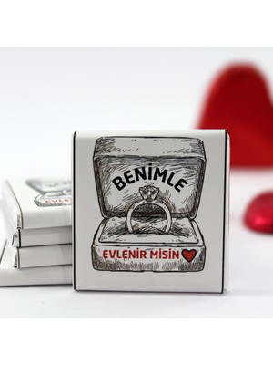 Dark Brown 72'li Benimle Evlenir misin? Yazılı El Yapımı Madlen Çikolata