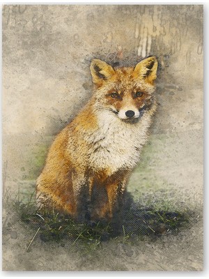 Caka Tablo Cakatablo Ahşap Tablo Kahverengi Tilki Realistik Boyama