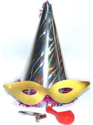 Organizasyon Pazarı Gümüş Katyon Set Yılbaşı Süsü (Şapka-Gözlük-Kaynana Dili) Kotyon Set 1er Adet