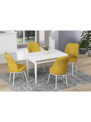 Canisa Concept Nil Serisi Beyaz Yemek Masası Mutfak Masa Takımı + 4 Adet Sandalye