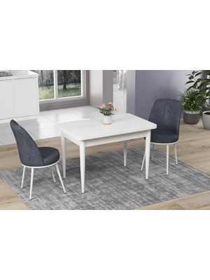 Canisa Concept Nil Serisi Beyaz Yemek Masası Mutfak Masa Takımı + 2 Adet Sandalye