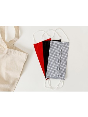 English Home Dots Pamuk Yıkanabilir Maske 9,5X18 cm Kırmızı-Siyah